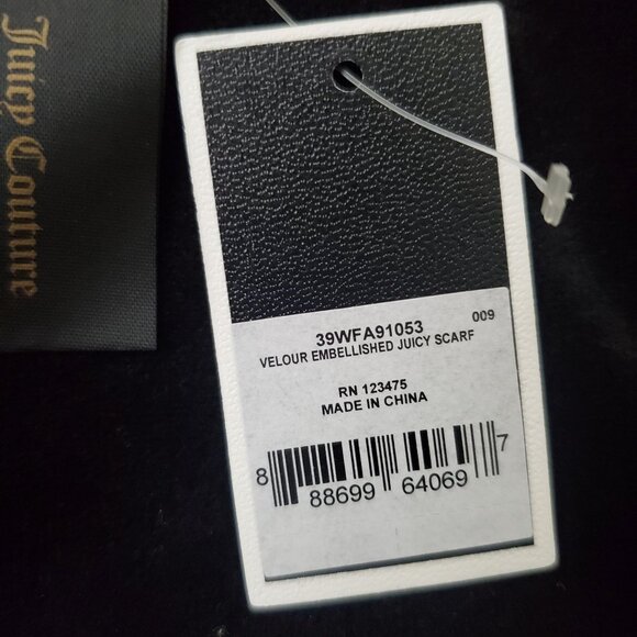 Juicy Couture Black Label Velour Embellished Scarf With Rhinestone Detail new - Picture 5 of 6